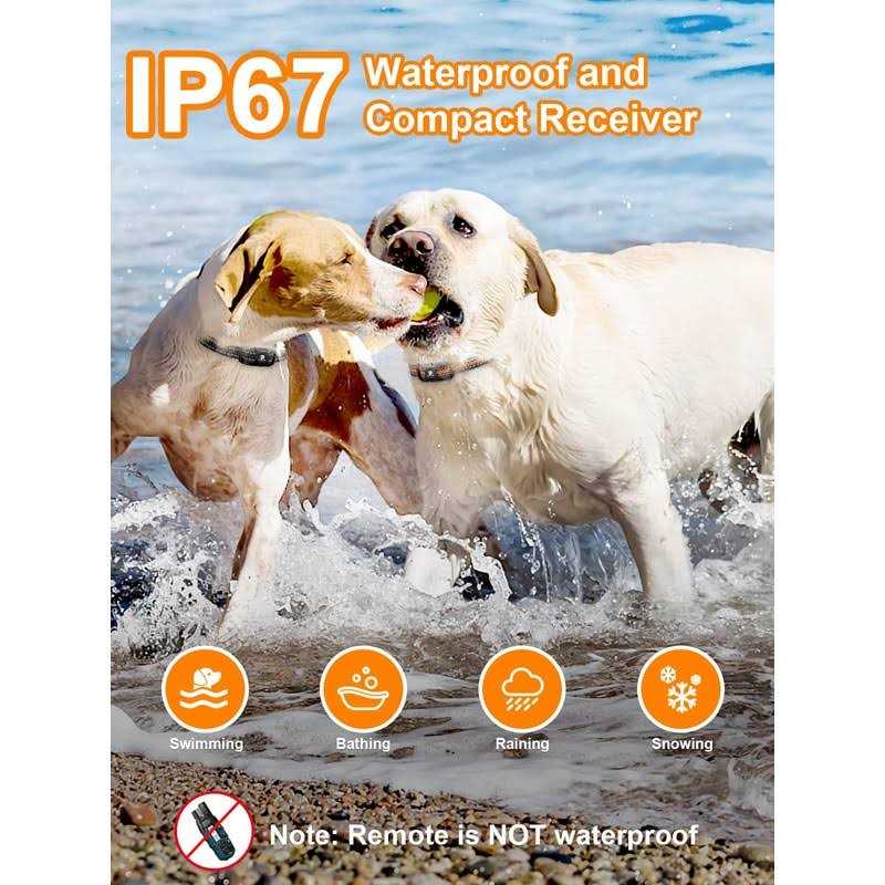 Dog Shock Collar 2 Dogs 3300 ft Waterproof Training Collar V4602