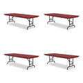 Adjustable Folding Tables, Rectangular, 72" x 30" x 22" to 32", Red Top, Black Base L797498