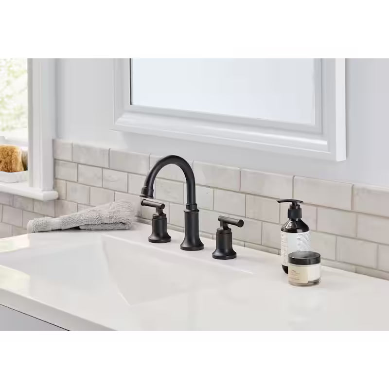 8 in. Widespread Double-Handle High-Arc Bathroom Faucet in Matte Black S516998