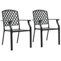 2 Pcs Black Stackable Patio Bistro Set E440838