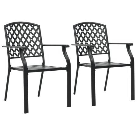 2 Pcs Black Stackable Patio Bistro Set E440838