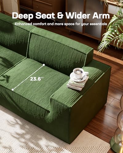 Oversized Deep U Shaped Modular Corduroy Sectional Sofa with Ottoman L724