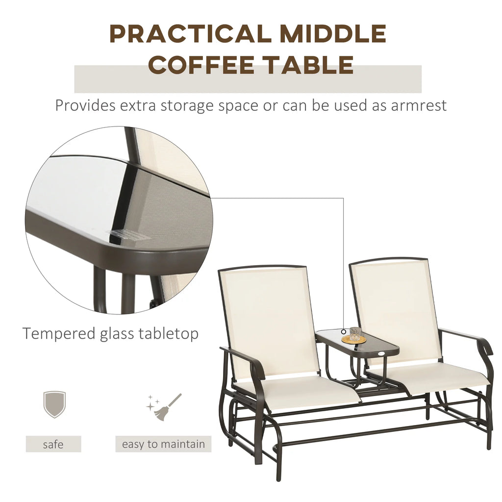 Gray Outdoor Glider Bench with Center Table H8095