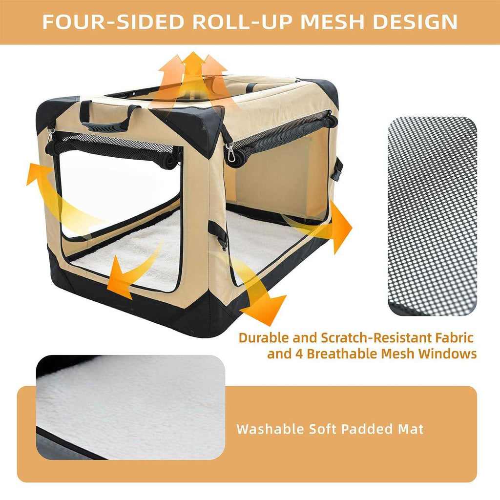 Collapsible Dog Crate 4-Door Foldable Soft Dog Kennel T395602