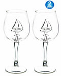 3D Sailboat Anchor Stemmed Wine Glass Set of 2 N771643