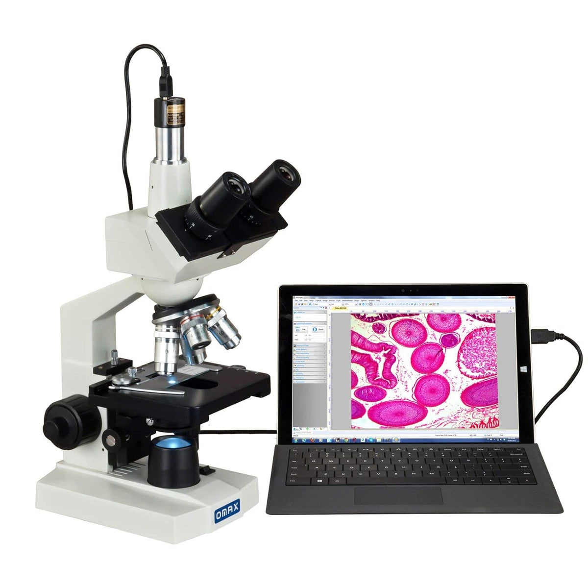 40X-2500X Digital Trinocular Compound LED Microscope with USB Camera W1708