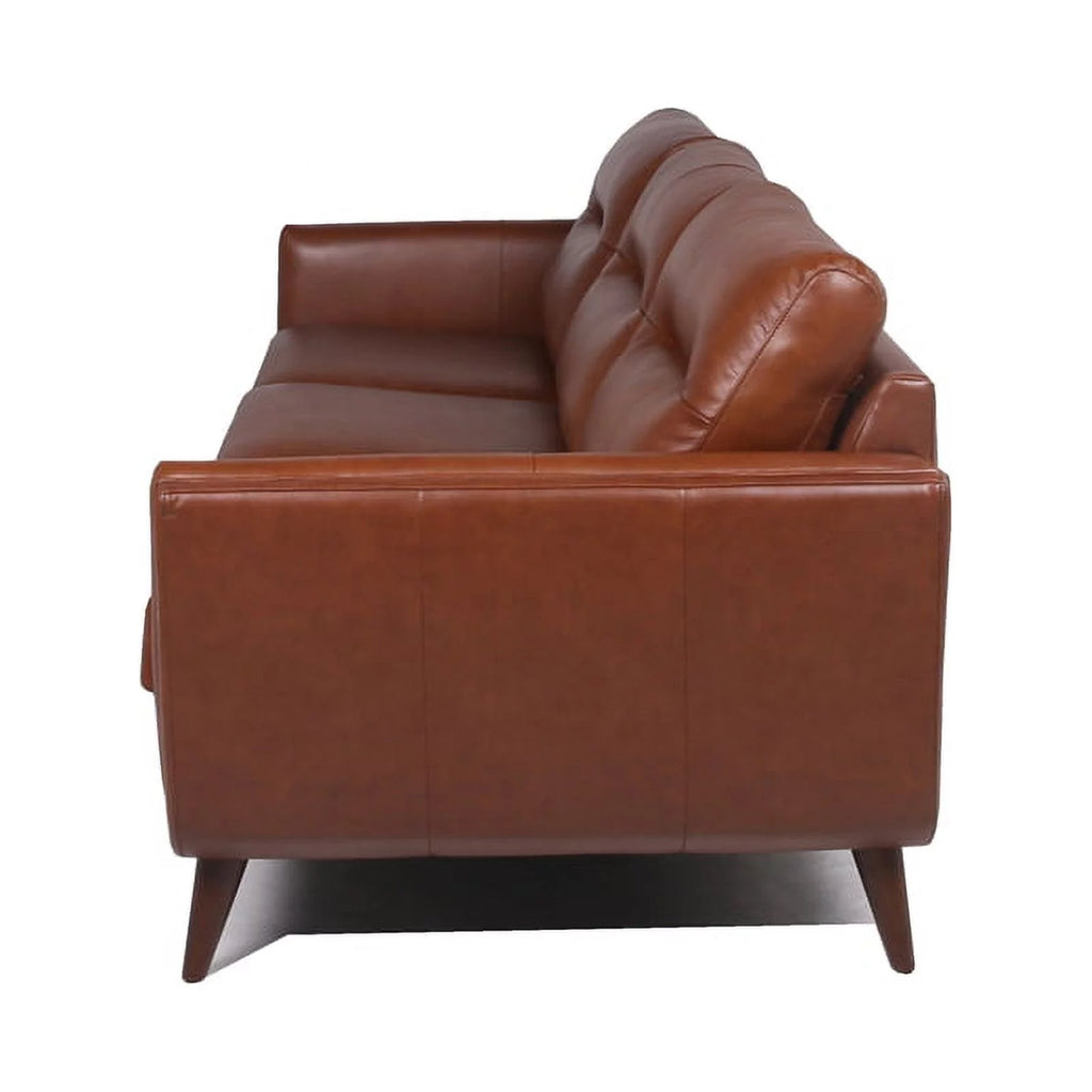 Mid-Century Leather Sofa in Cobblestone Brown I906480