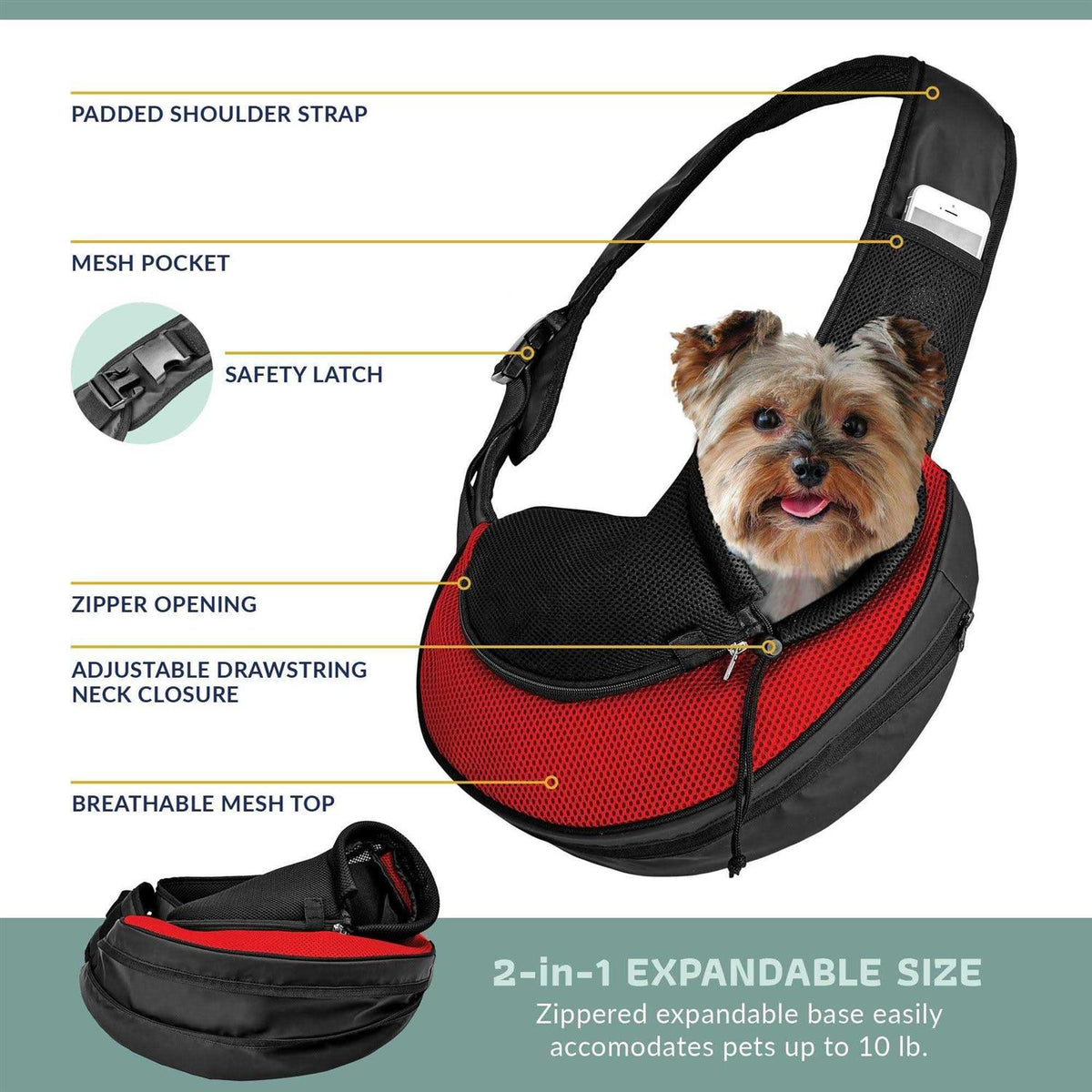 Expandable Pet Carrier Sling Bag Q577