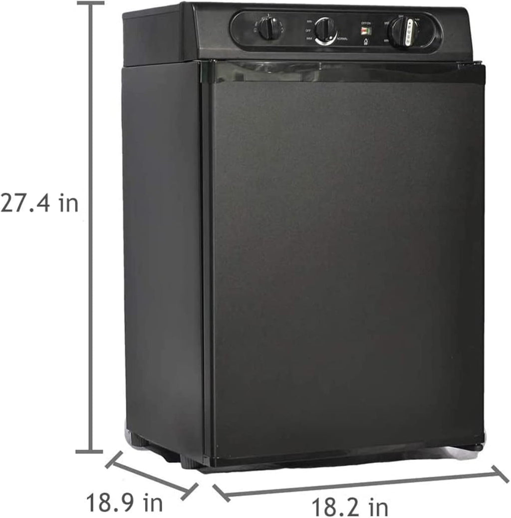 3 Way Propane Fridge 120V 12V LPG Gas Refrigerator Black 2.1 Cu.ft. Y32623