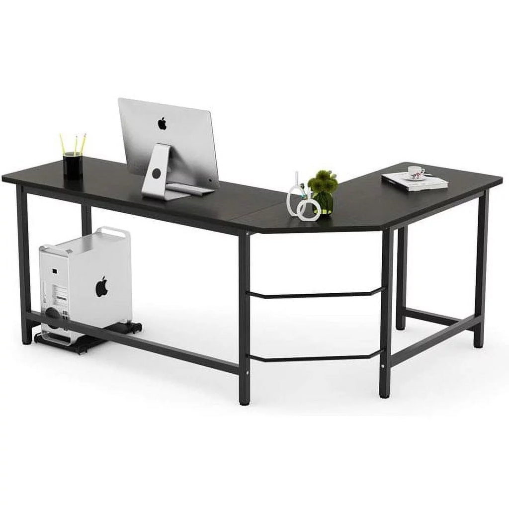 Black L-Shaped Corner Computer Desk E66311