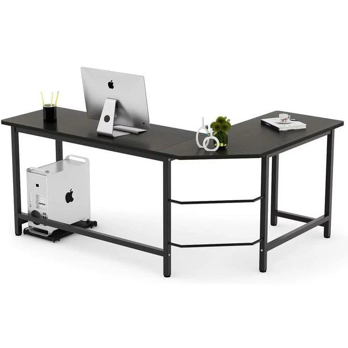 Black L-Shaped Corner Computer Desk E66311