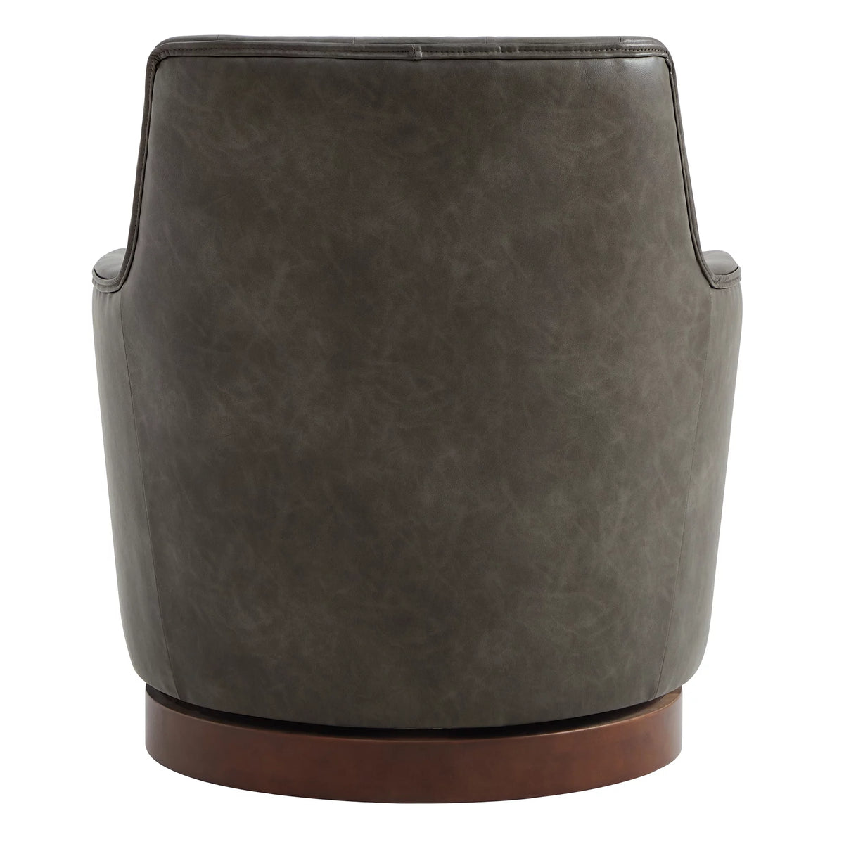 Dark Gray Faux Leather Swivel Barrel Accent Chair B264484