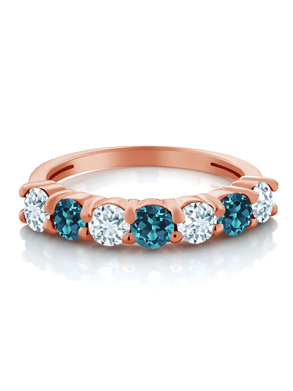 18K Rose Gold Plated Silver Sky Blue Aquamarine London Blue Topaz Ring K9371