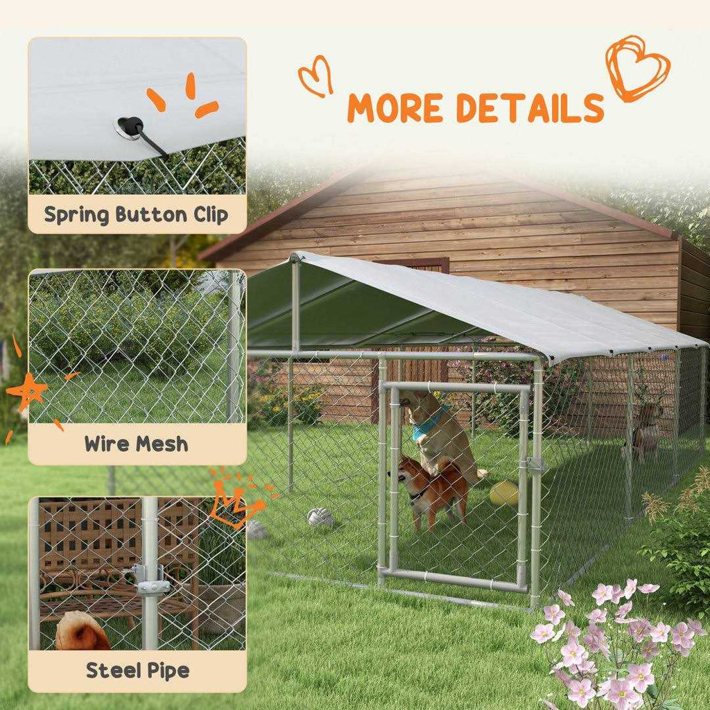 Large Outdoor Dog Kennel with Waterproof UV Resistant Roof Z284