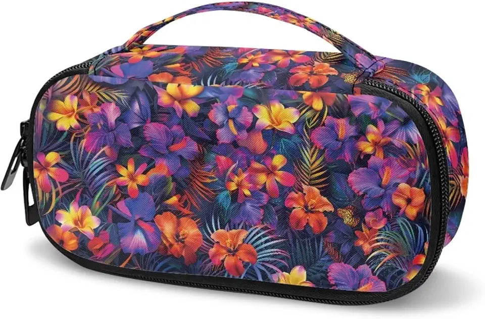Colorful Tropical Flower Print Insulin Storage Bag with Side Handle Y106