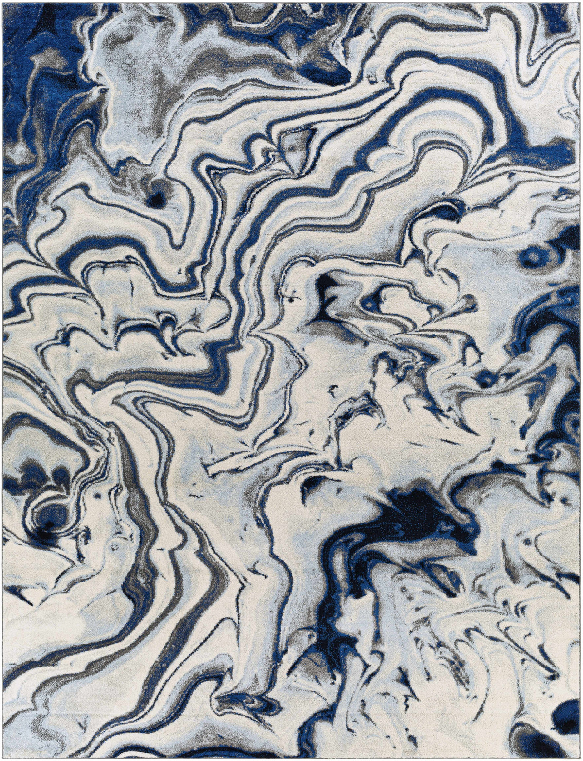 Abstract Coastal Marble Swirl Pattern Area Rug 8'10" x 12' Z20803