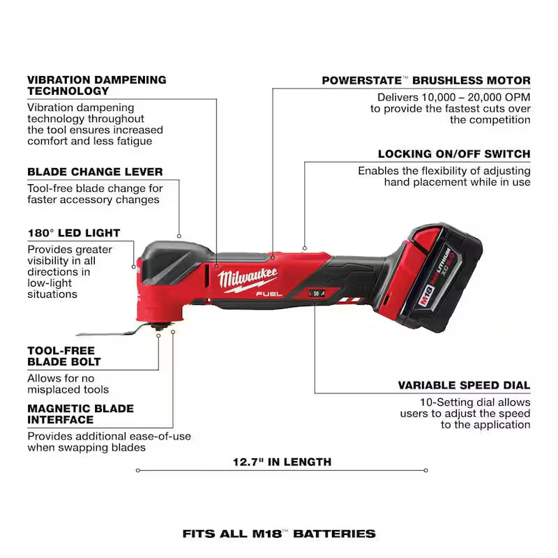 Oscillating Multi Tool Kit with Battery, Charger, Bag and Carbide Blades M122979