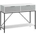 White Console Table with 2 Drawers and Open Shelf X811