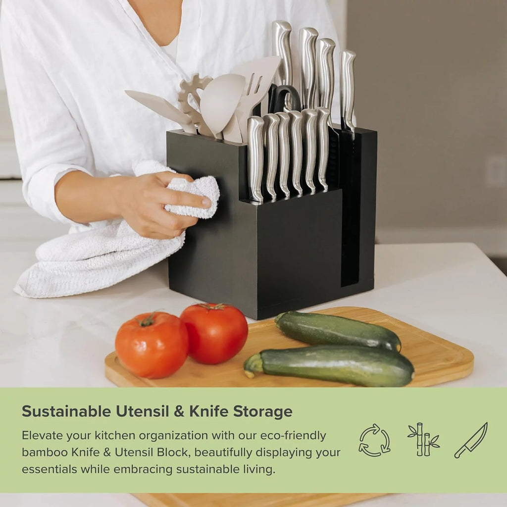 Bamboo Magnetic Knife Block and Cooking Utensil Holder F45724