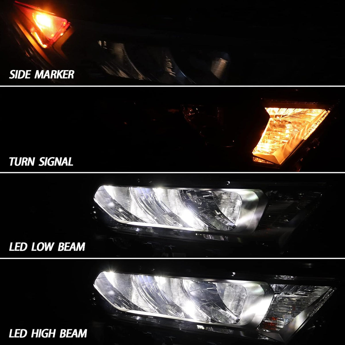 LED Headlights Assembly with Black Bezel Passenger Side U884
