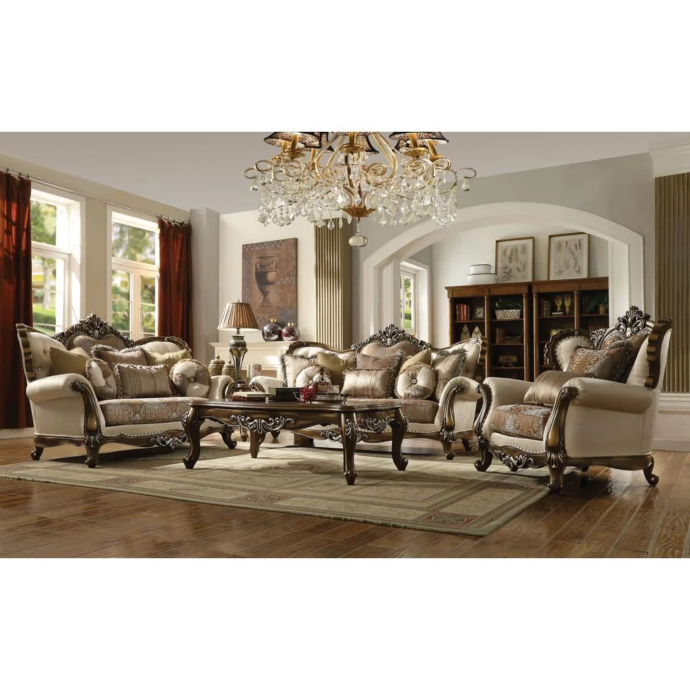 Tan Pattern Fabric Sofa with 6 Pillows I525