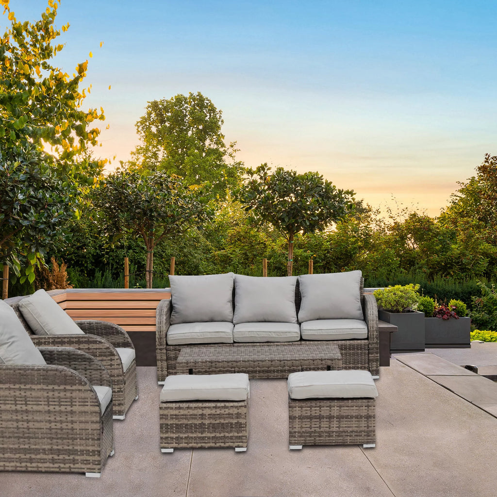6 Piece Rattan Outdoor Sectional Seating Group with Cushions N384