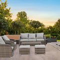 6 Piece Rattan Outdoor Sectional Seating Group with Cushions N384