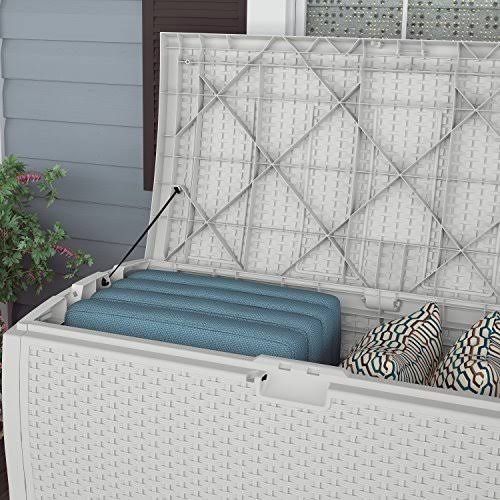 White Wicker Resin Deck Box, 99 Gallon G5220
