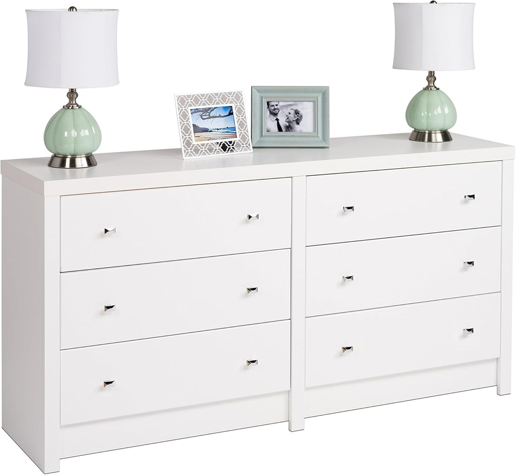 White 6 Drawer Dresser D7425