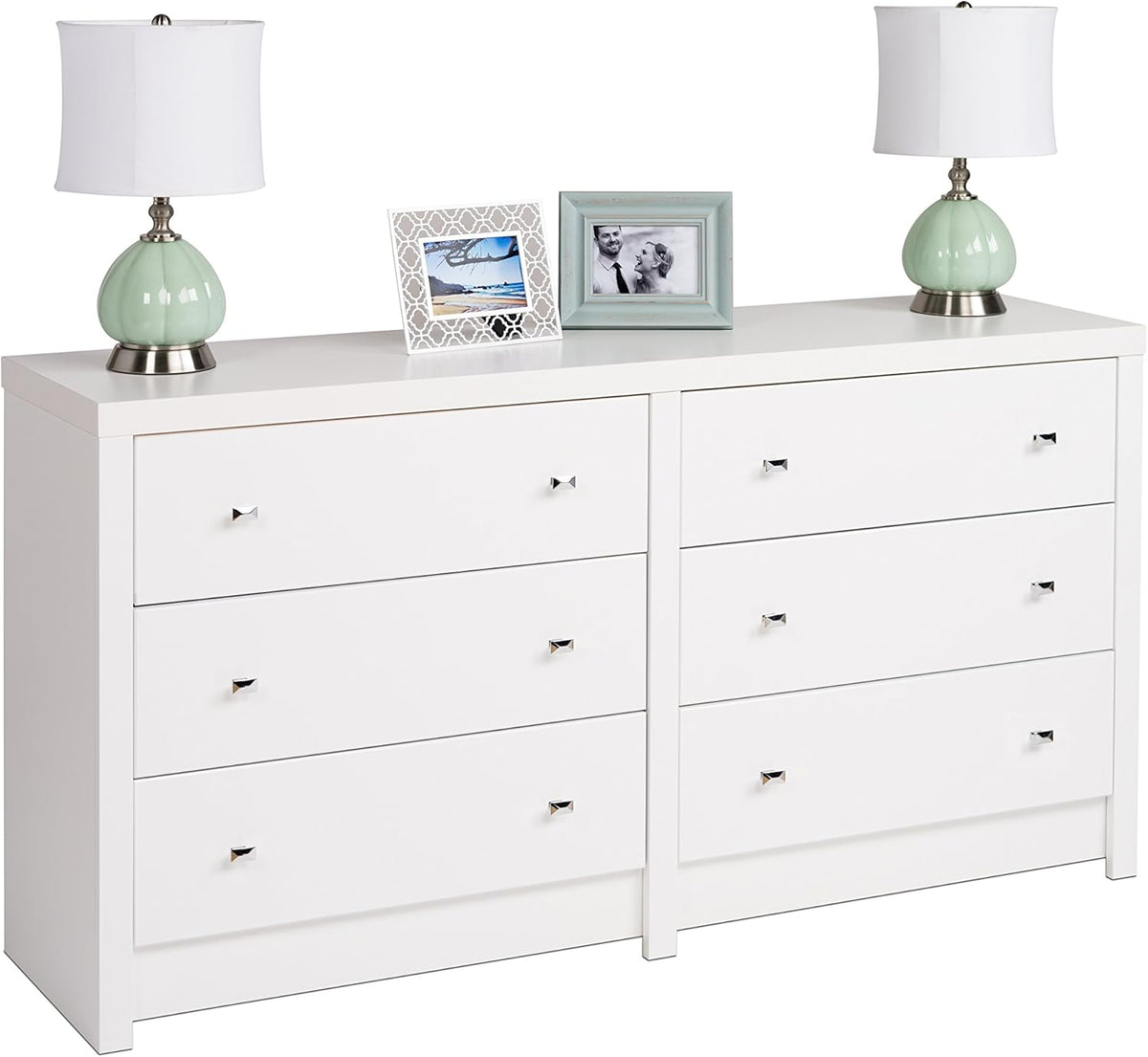 White 6 Drawer Dresser D7425