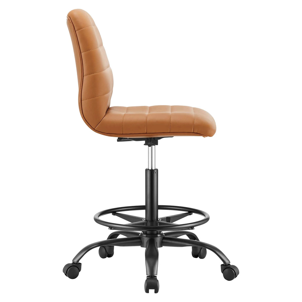Black Tan Vegan Leather Drafting Chair J74286