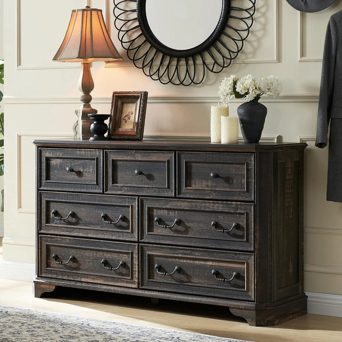 Brown 7 Drawer Wood Dresser P611576