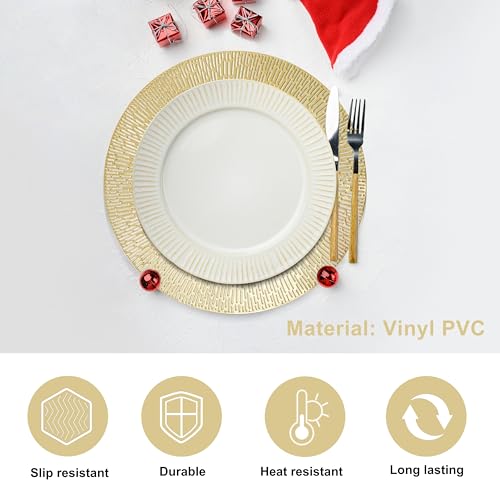 Round Gold Vinyl Placemats Set of 12 T495