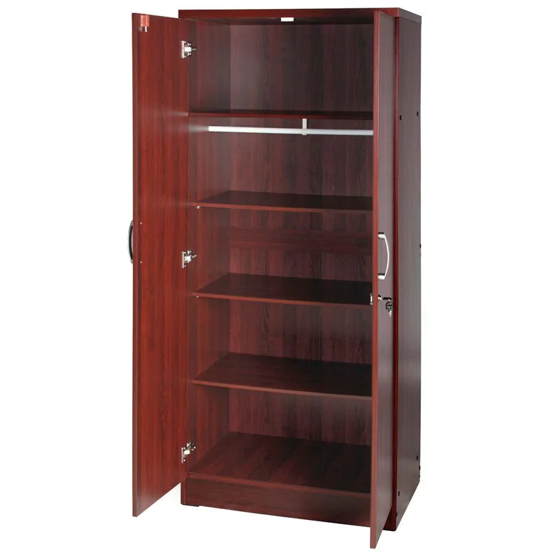 Queen Bed and Armoire Wardrobe Cabinet Set S76442