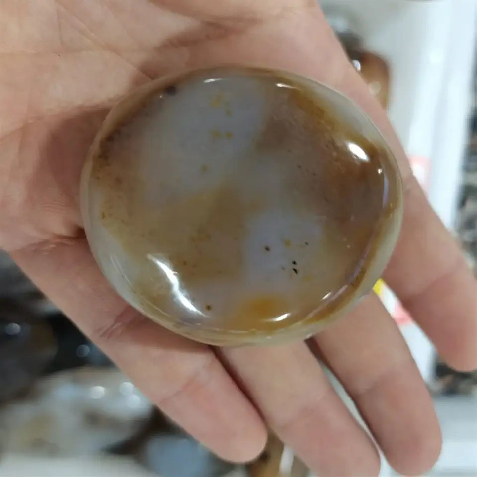 Natural Gray Opal Polished Pocket Palm Stones 50-100g T750