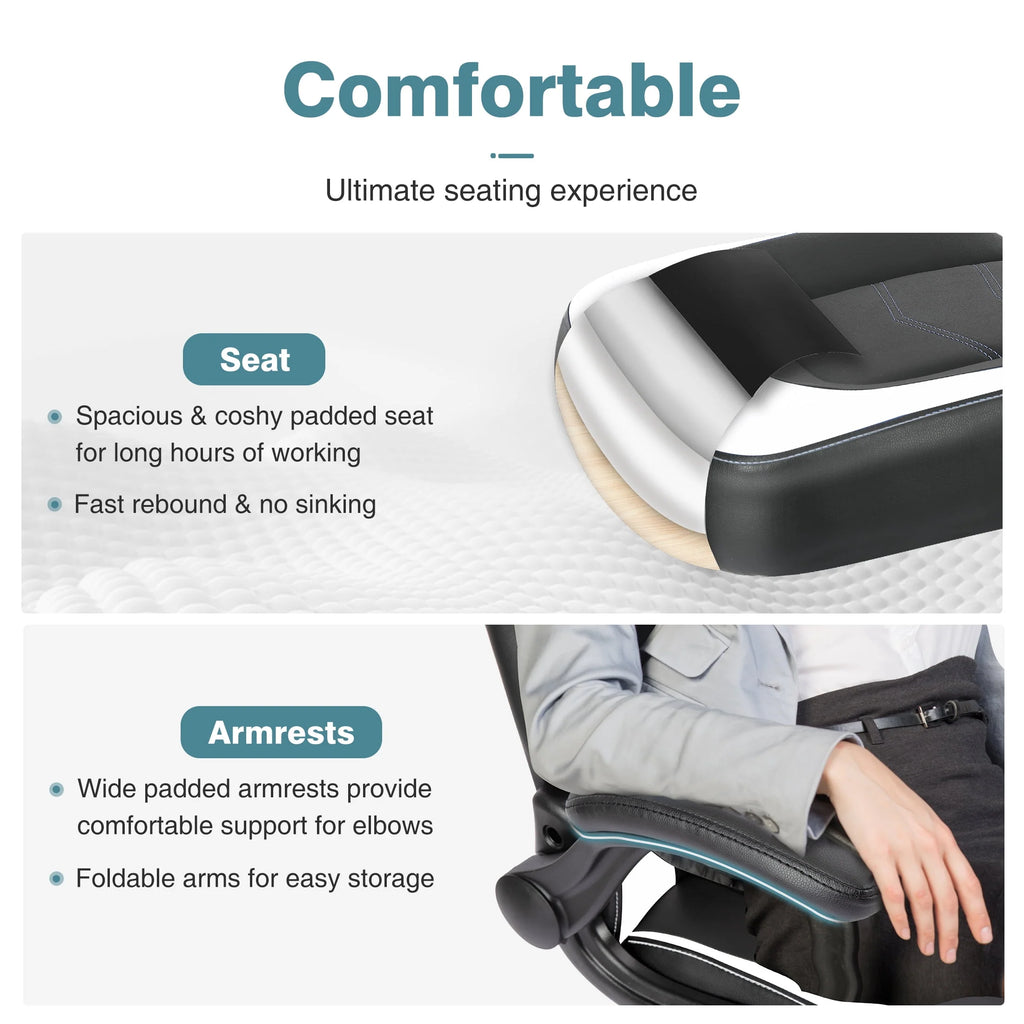 Black and White Ergonomic Office Chair with Lumbar Support Z966626