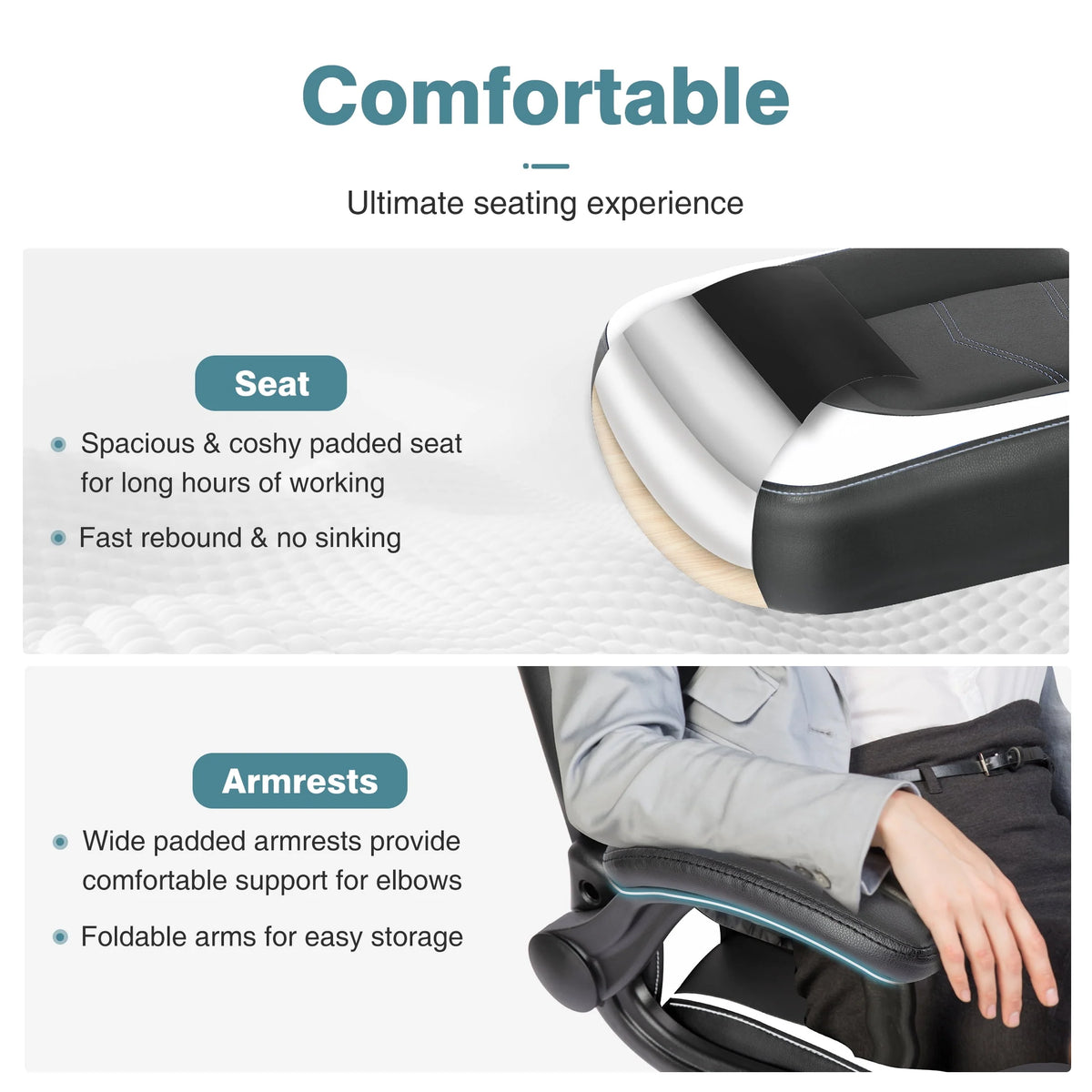 Black and White Ergonomic Office Chair with Lumbar Support Z966626