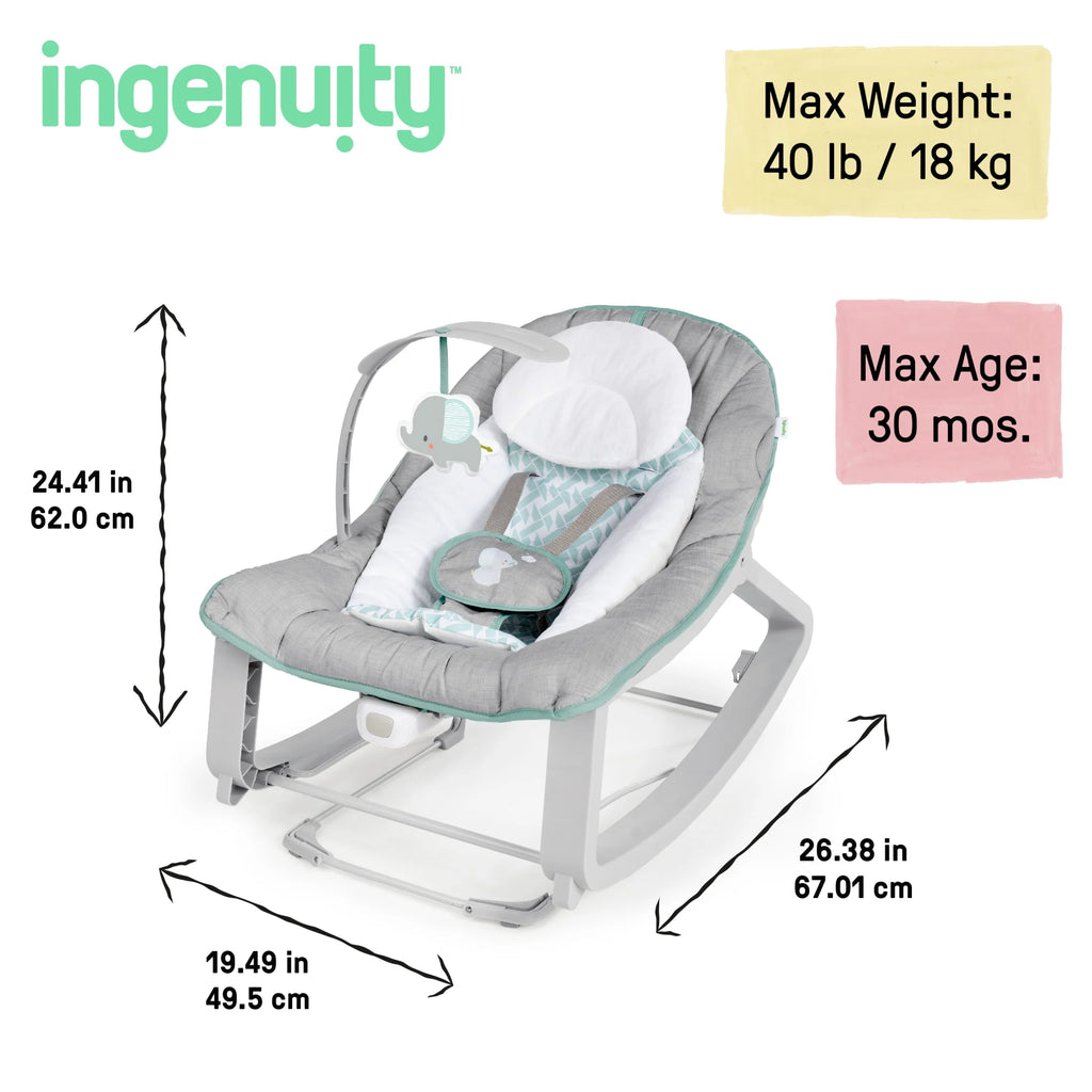 Gray 3-in-1 Baby Bouncer and Rocker Chair N162450