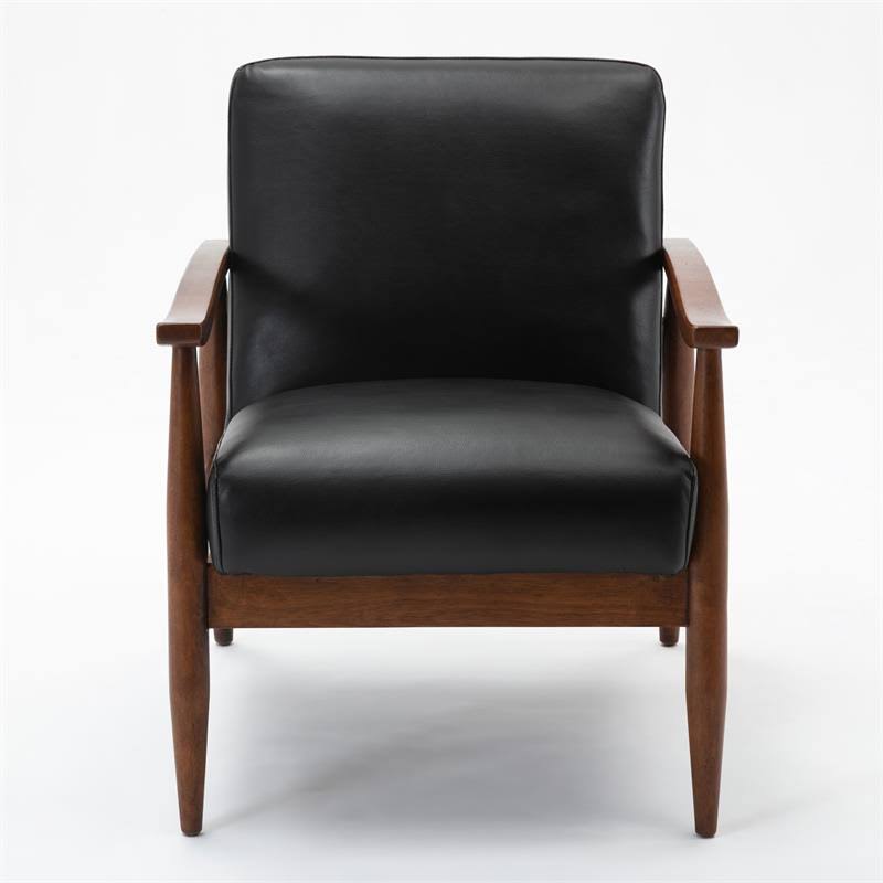 Black Leather Accent Chair W5075