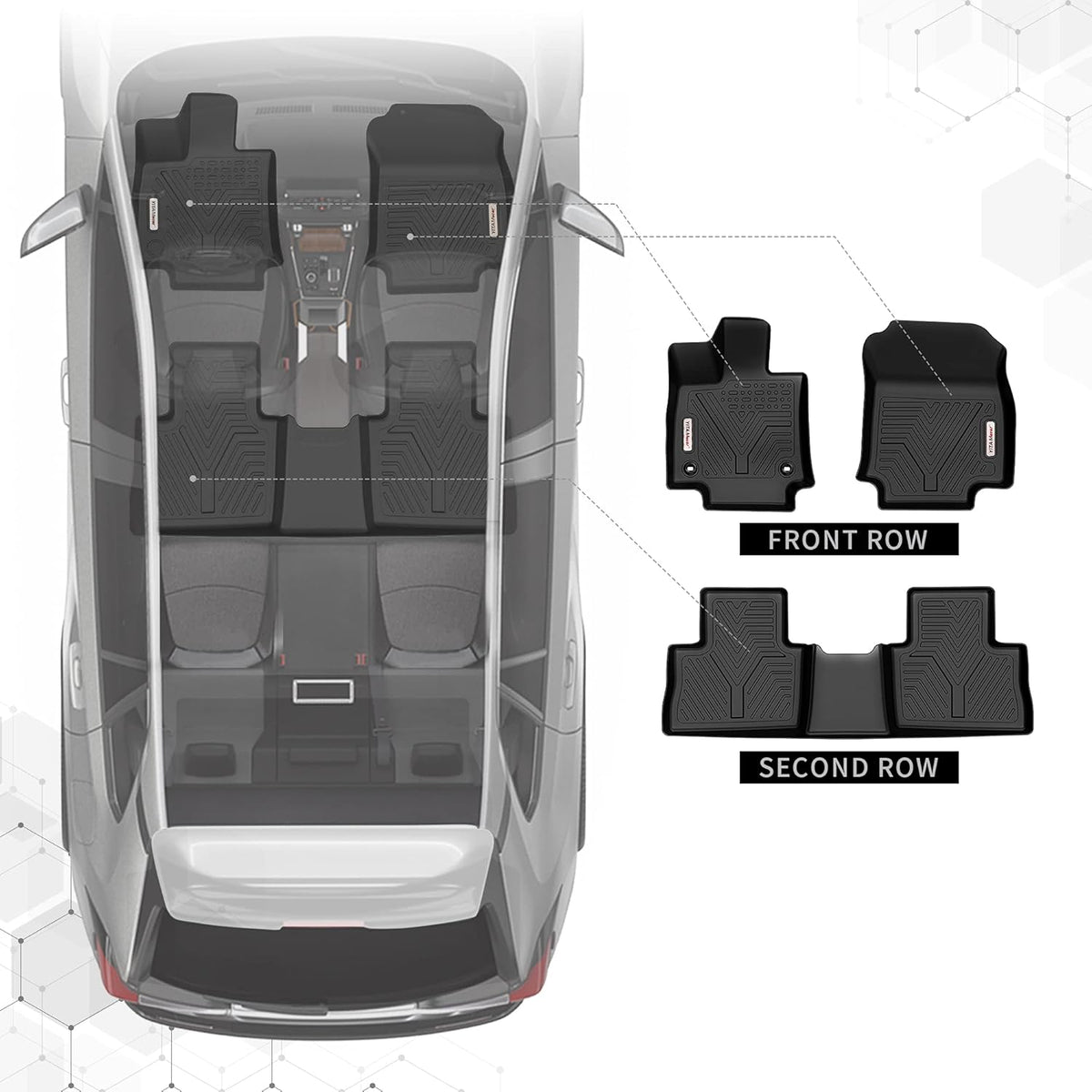 Black TPE Floor Mats 1st & 2nd Row T1259