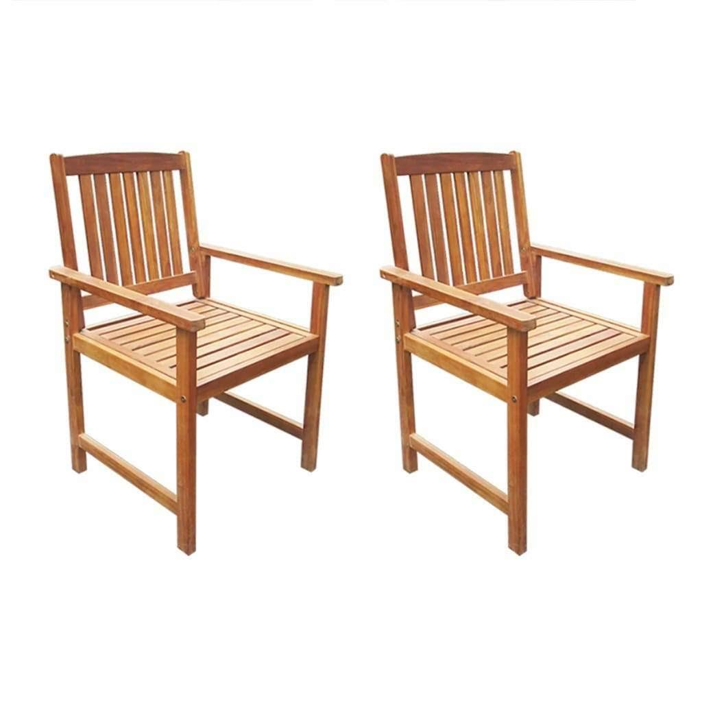 2 Pcs Brown Solid Acacia Wood Garden Chairs N615314
