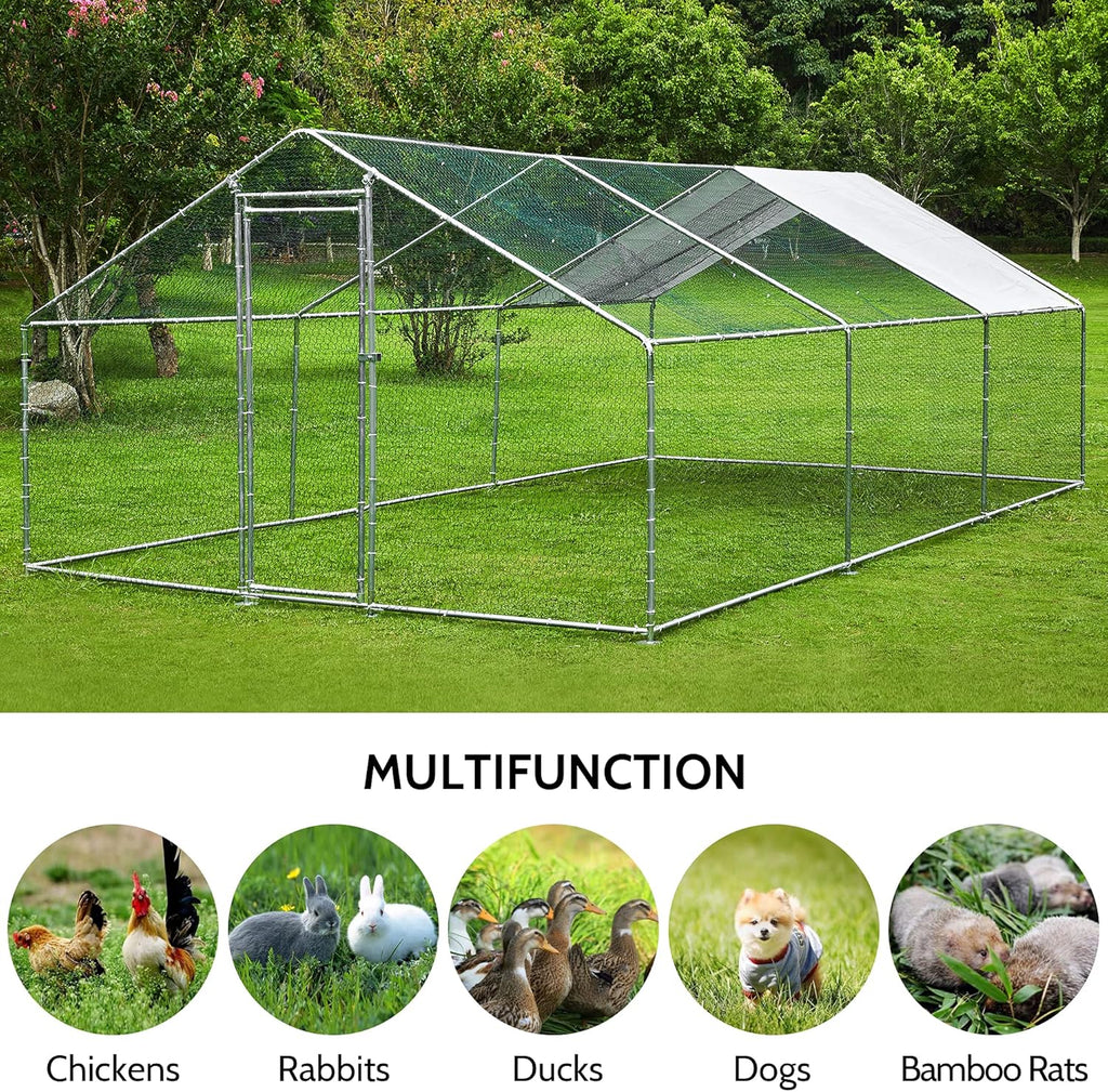 Extra Large Metal Chicken Coop Walkin Poultry Cage Hen Run House J861