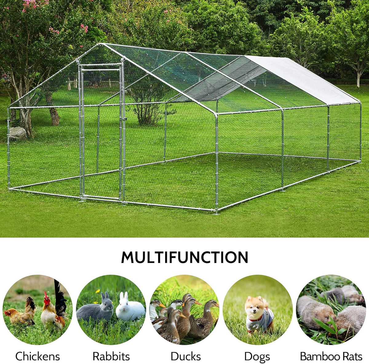 Extra Large Metal Chicken Coop Walkin Poultry Cage Hen Run House J861