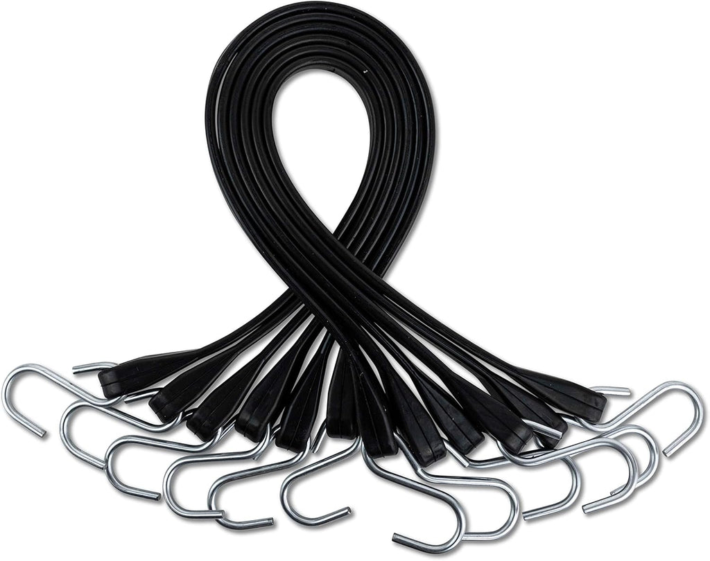 50 Pack Rubber Tarp Straps 10 Long EPDM with Crimped Hooks R8351