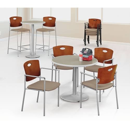 30x22 Cafe Height Table Cherry Laminate Top Black Base Q292