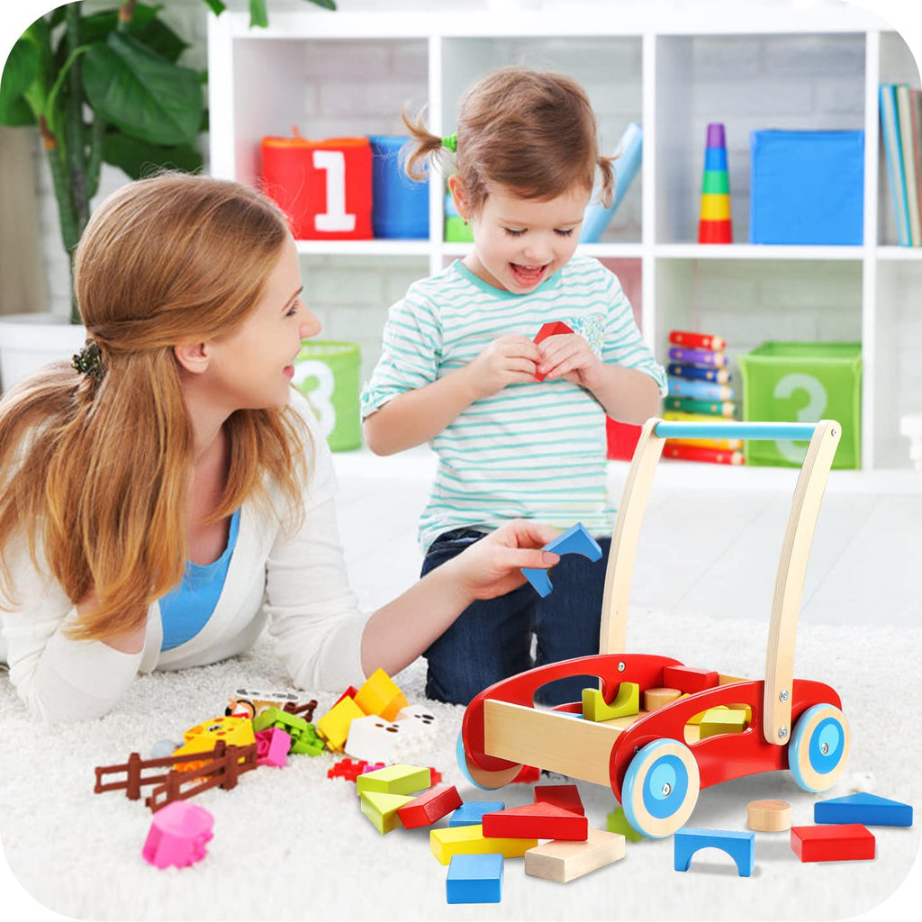 Wooden Baby Walker with Building Blocks 35 PCs Pack of 2 P85902