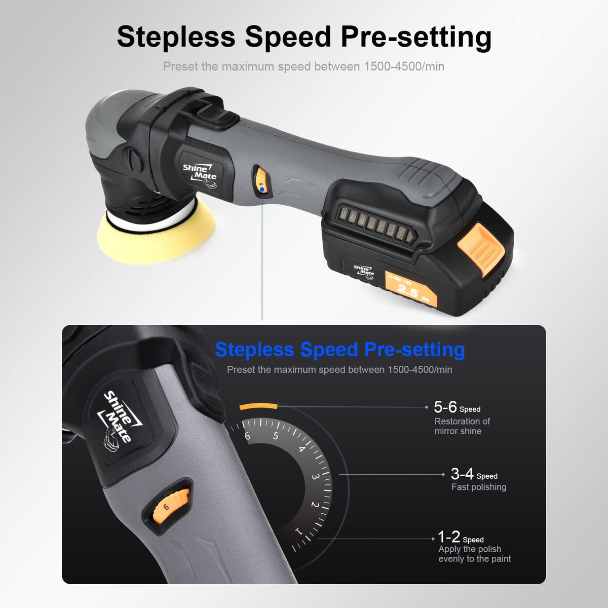 Cordless Orbital Polisher Kit with Brushless Motor 3 Inch 12 MM Throw Z7268