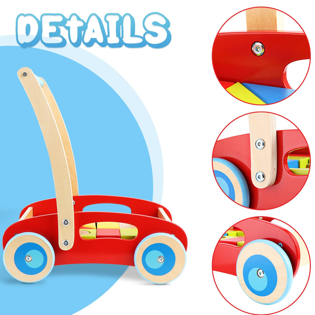 Wooden Baby Walker with Building Blocks 35 PCs Pack of 2 P85902