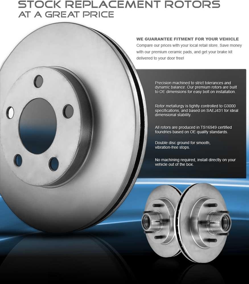 330 mm Front + 348 mm Rear 6 Lug Rotors + Ceramic Brake Pads + Clips Y720144