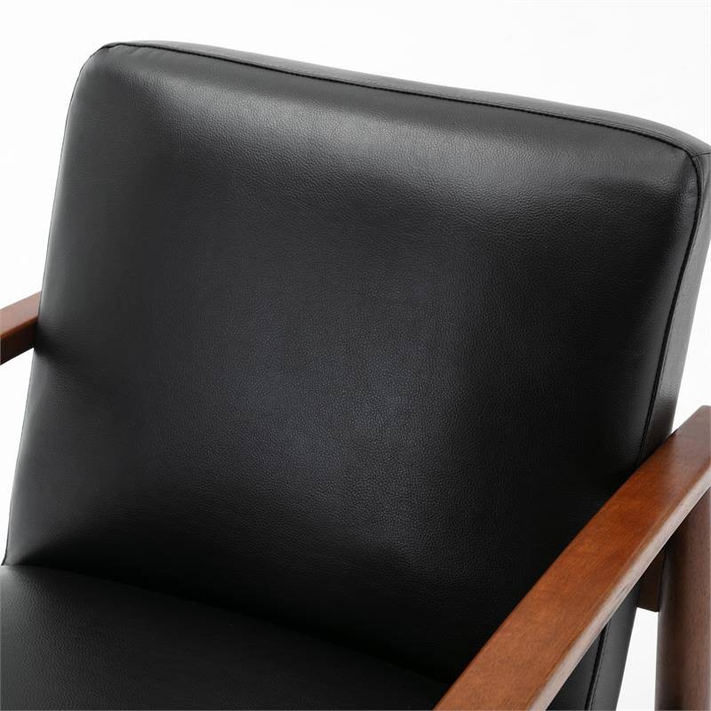 Black Leather Accent Chair W5075